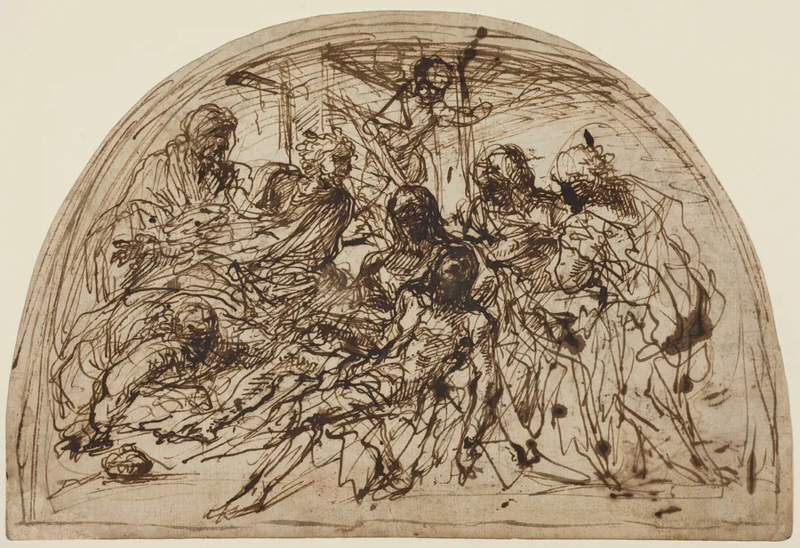The Lamentation with Saints by Alvise dal Friso