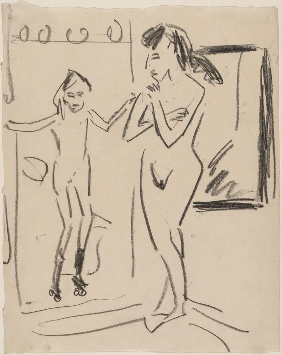 Fränzi and Marcella in the Studio by Ernst Ludwig Kirchner