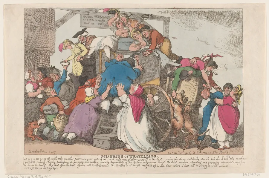 Miseries of Travelling: the Overloaded Coach by Thomas Rowlandson