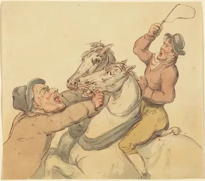 Drovers with a Pair of Rearing Horses