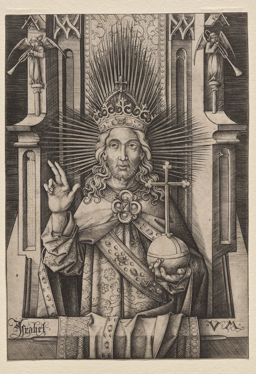 Christ the Redeemer (Salvator Mundi) by Israhel van Meckenem