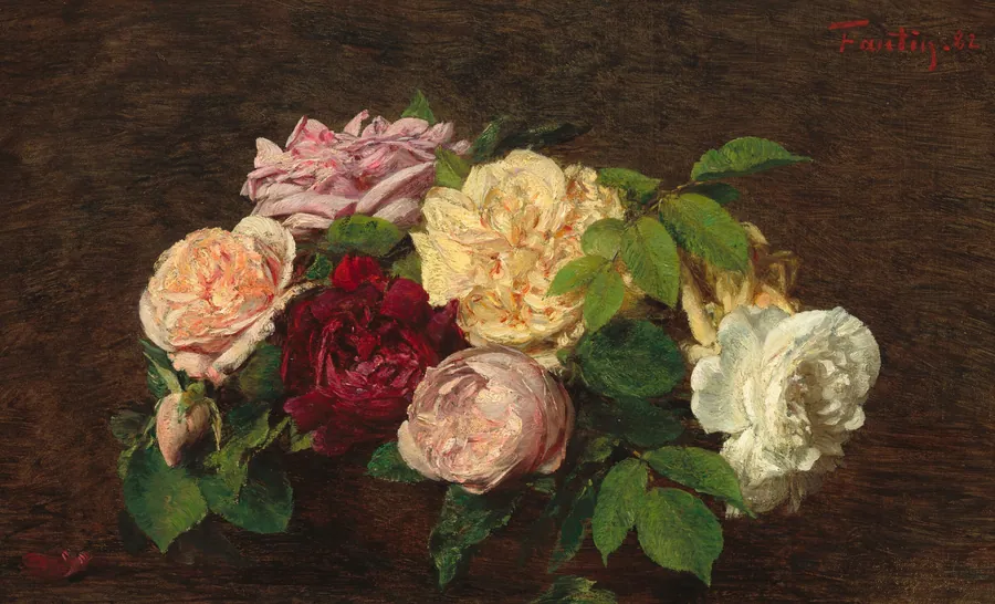_Roses de Nice_ on a Table by Henri Fantin-Latour