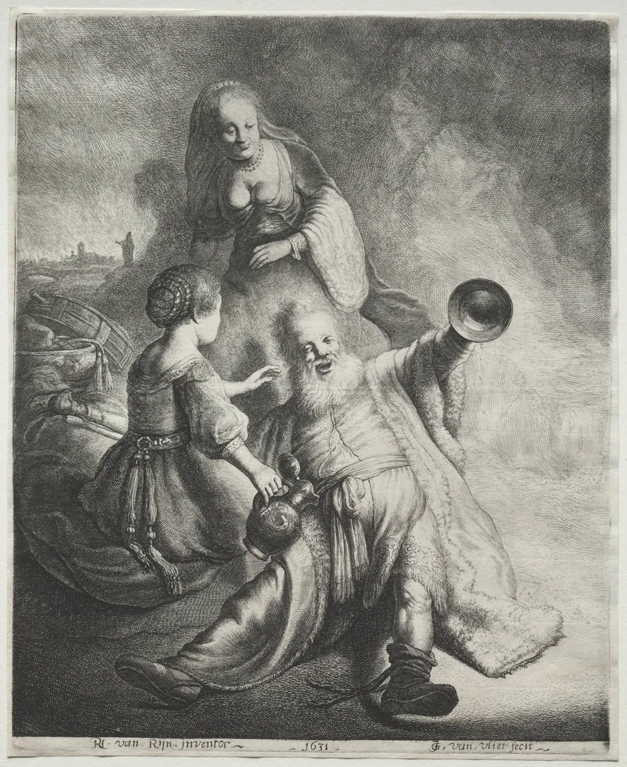 Lot and His Daughters by Jan Georg van Vliet
