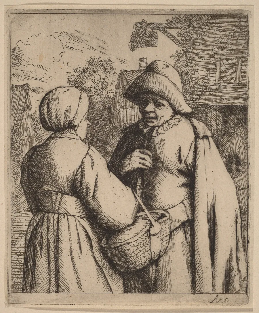 Man and Woman Conversing in Front of an Inn by Adriaen van Ostade