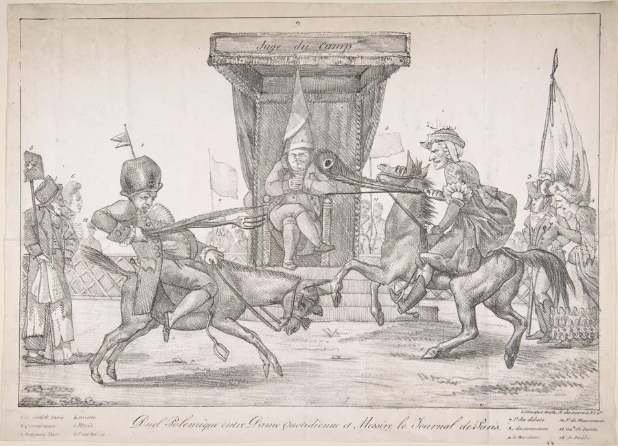 Polemical Duel between Lady Quotidienne and Sir Journal de Paris by Eugène Delacroix