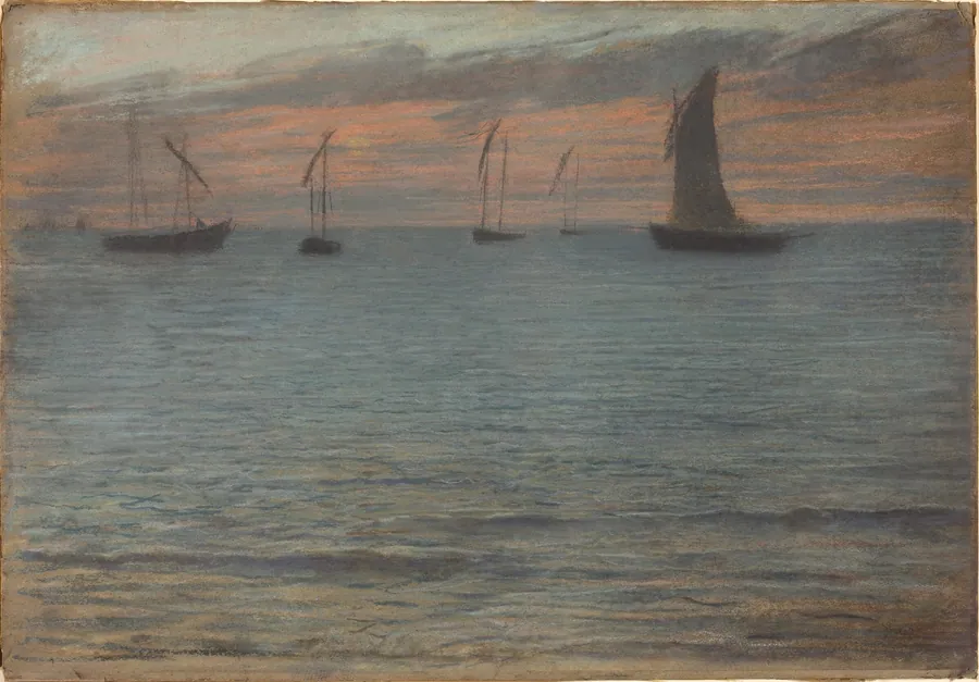 A Seascape at Sunset by Ernest-Ange Duez