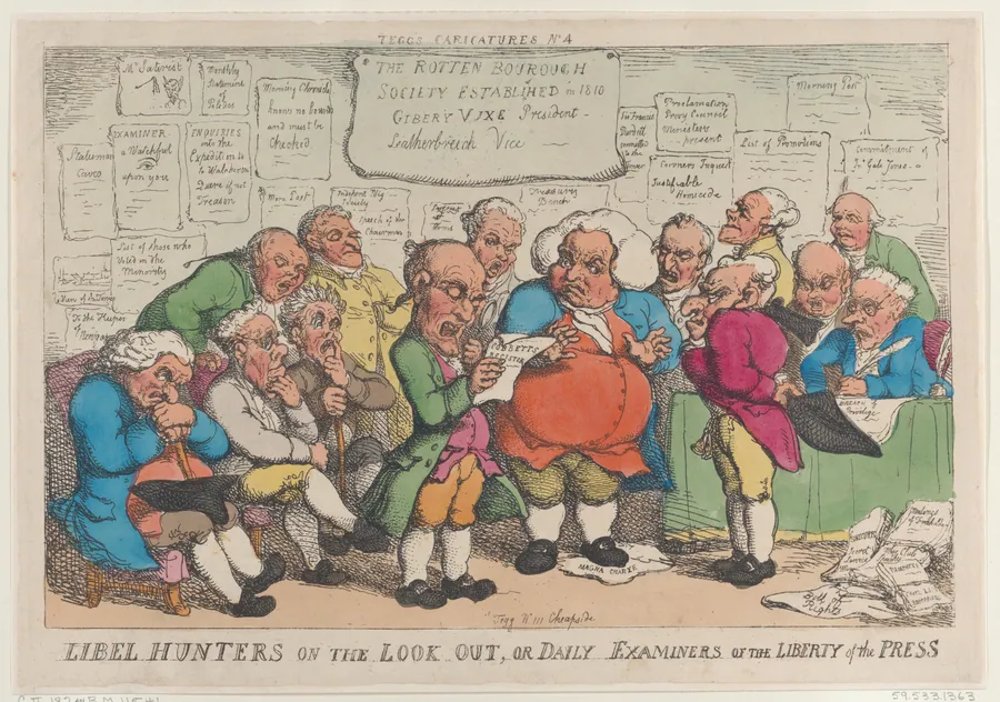 Libel Hunters on the Lookout, or Daily Examiners of the Liberty Press by Thomas Rowlandson