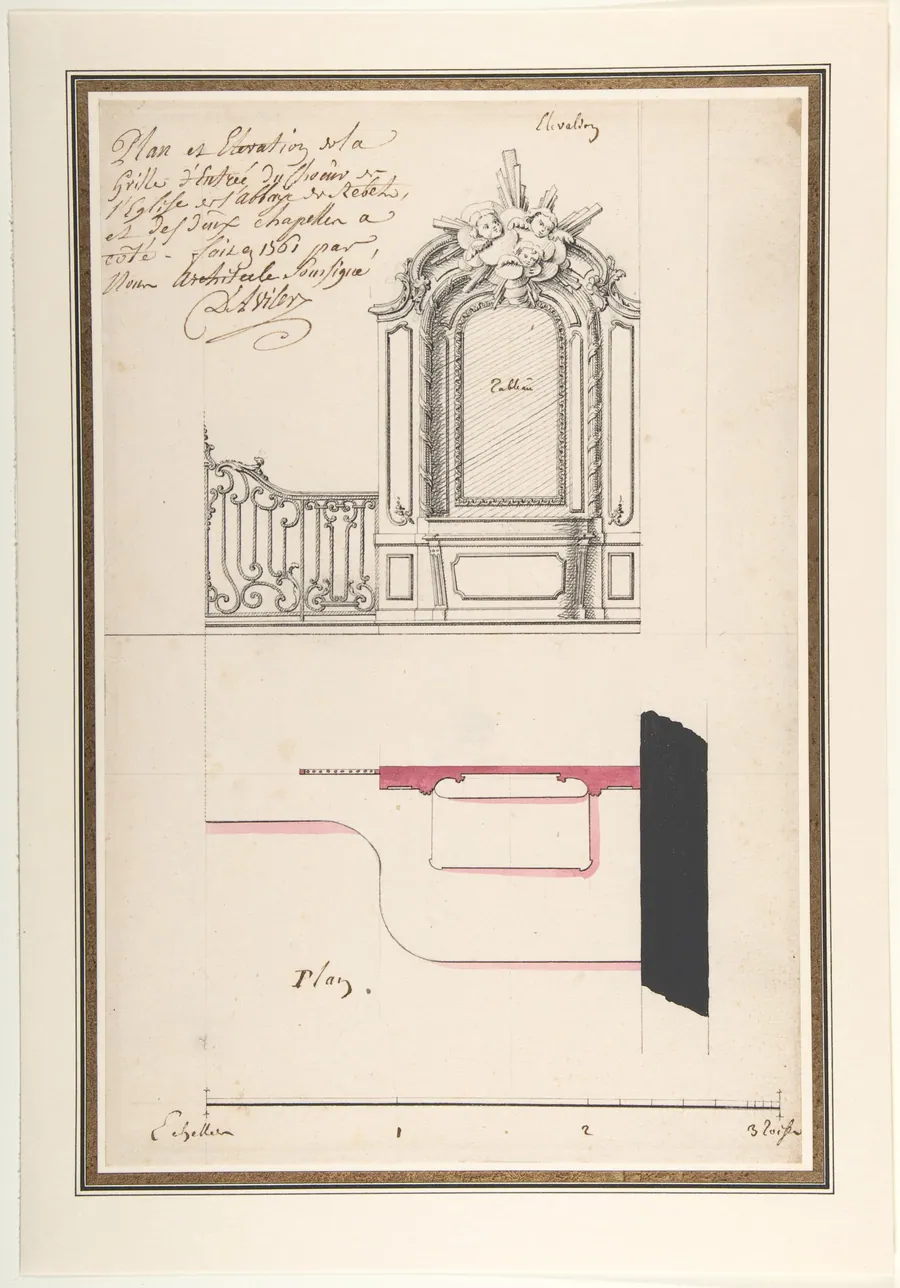 Design for an Altar and Choir Grill, Abbey at Rebais by Claude Louis D'Aviler