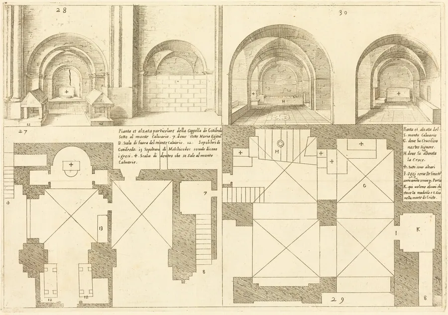 Plan and Elevation of the Chapel of Godefroy de Bouillon by Jacques Callot