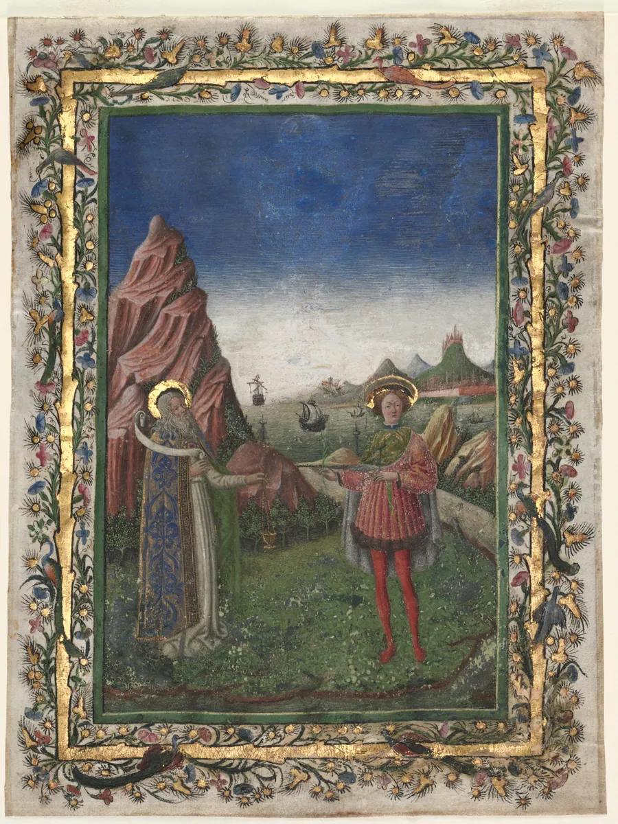 Single Leaf from a Missal: Two Male Saints