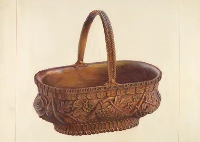 Carved Wooden Basket