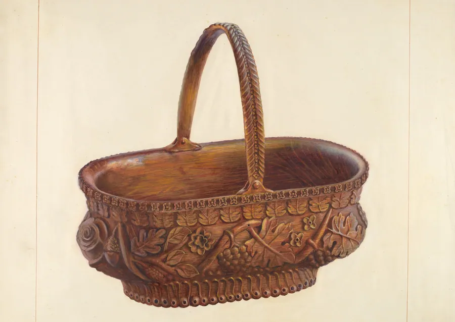 Carved Wooden Basket by Regina Henderer