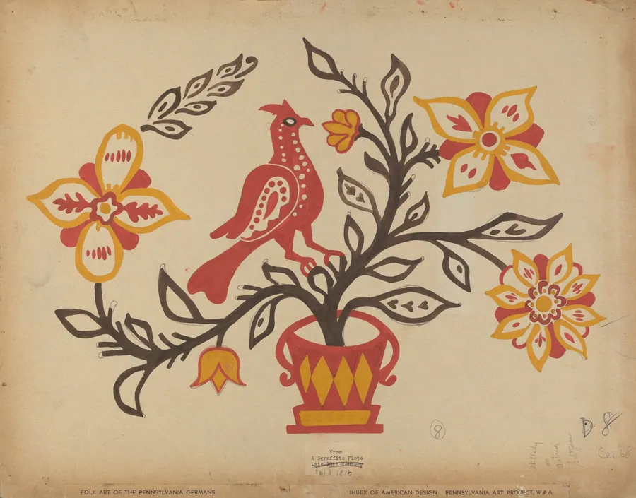 Drawing for Plate 8: From the Portfolio "Folk Art of Rural Pennsylvania" by American 20th Century