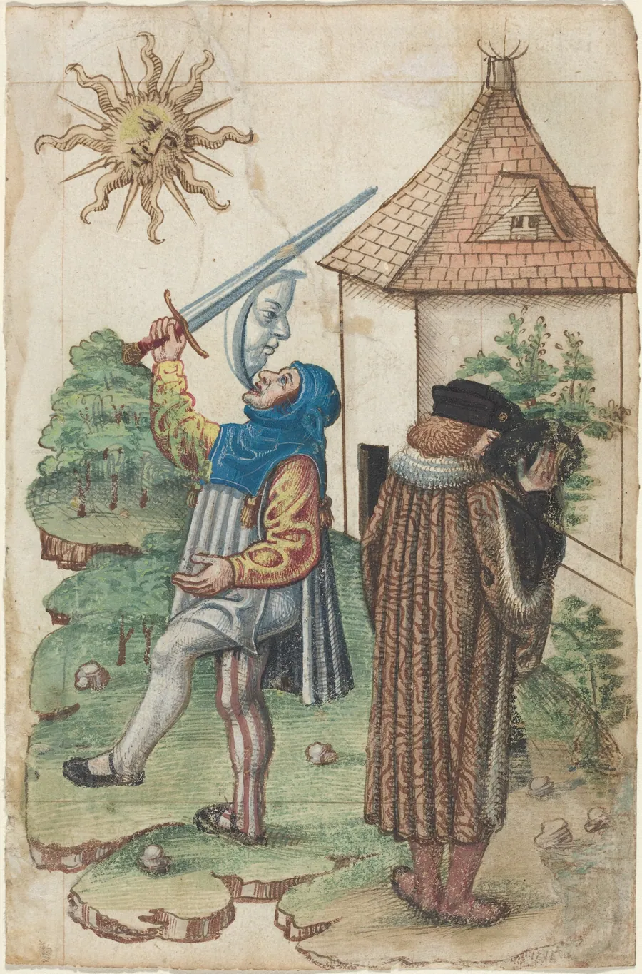 "Speak Not Against the Sun" and "Do Not Make Water Facing the Sun" [fol. 39 recto] by French early 16th Century