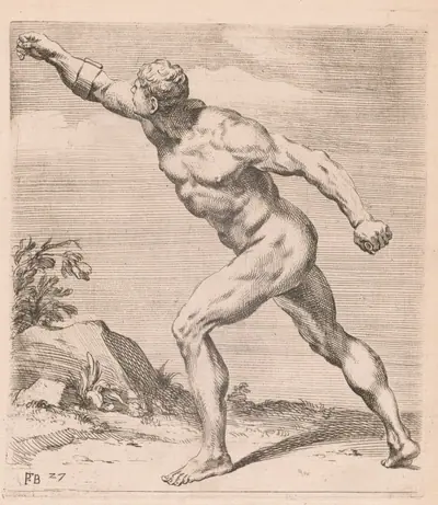 A Nude Fighting Man, side view, turned to left [plate 27]