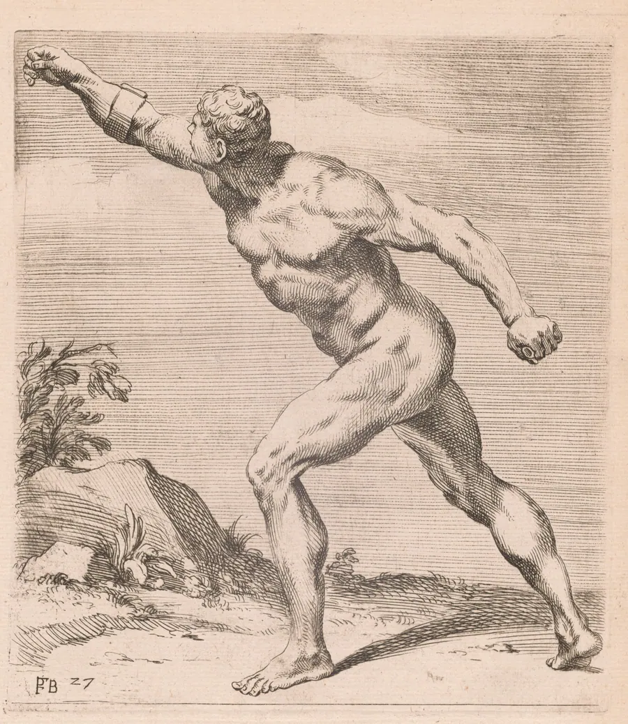 A Nude Fighting Man, side view, turned to left [plate 27] by François Perrier