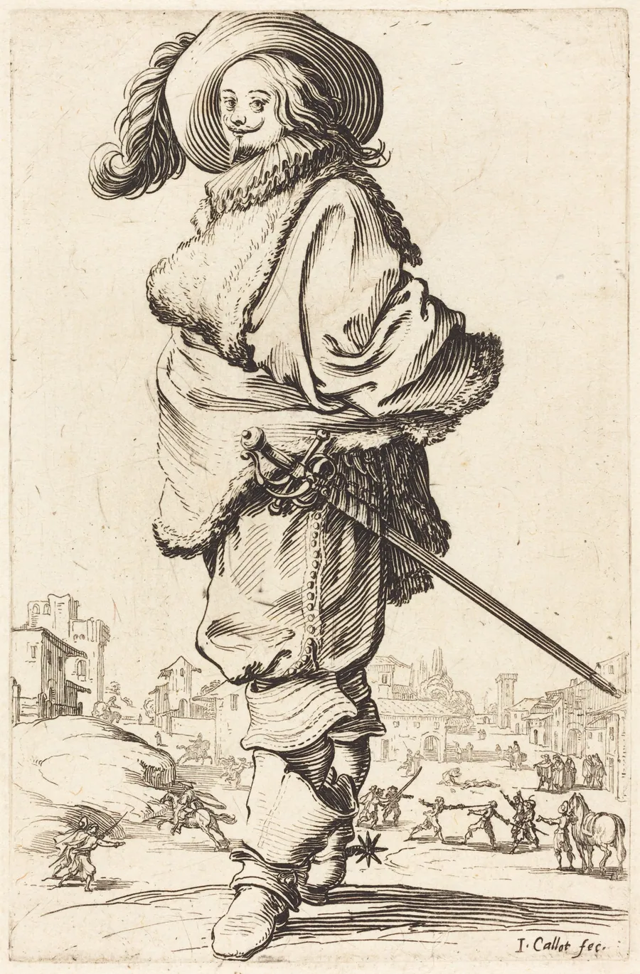 Noble Man with Fur Plastron by Jacques Callot