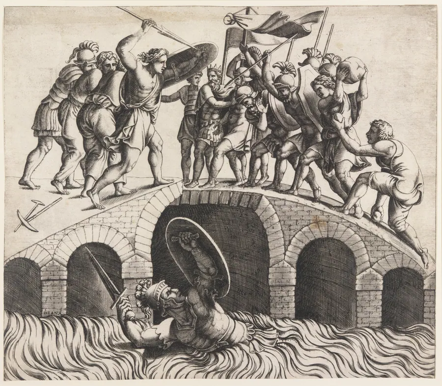 Horatio Coclès Saving Himself by Swimming by Diana Scultori