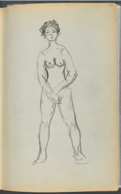 Sketchbook- The Granite Shore Hotel, Rockport, page 169: Female Nude