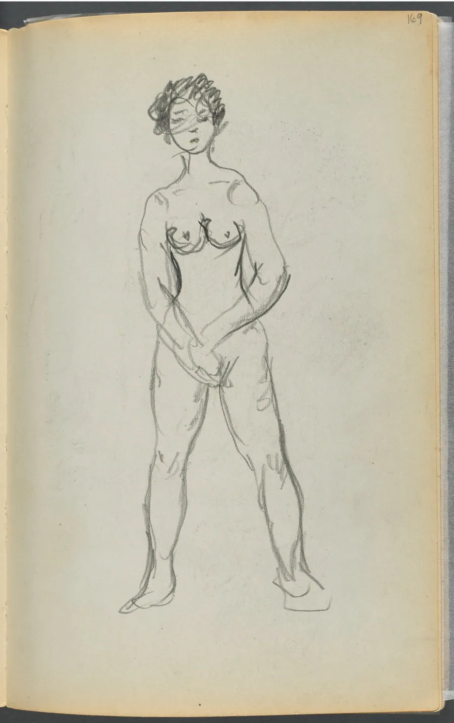 Sketchbook- The Granite Shore Hotel, Rockport, page 169: Female Nude by Maurice Prendergast