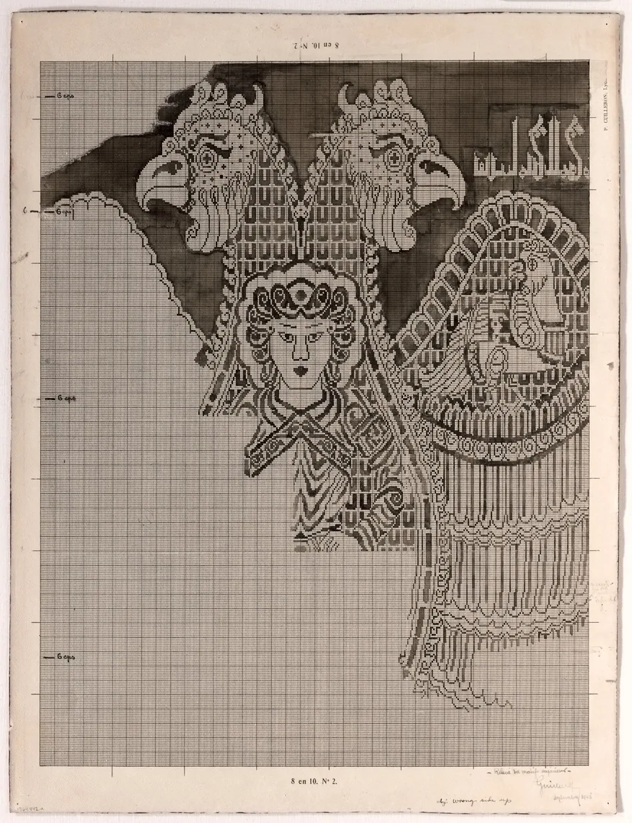 Schematic Drawings of Buyid Silk (1962.264) by Félix Guichert