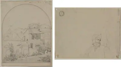View from My Window in Rome (recto) Soldier in a Landscape (verso)
