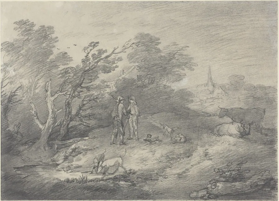 Woods Near a Village with Rabbit Catchers and Their Greyhounds by Thomas Gainsborough