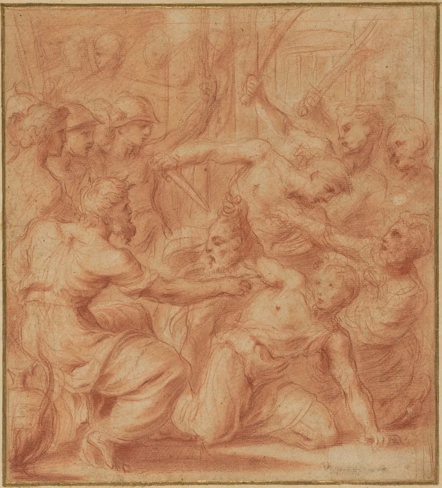 David Offering the Head of Goliath to King Saul by Bartolomeo Biscaino