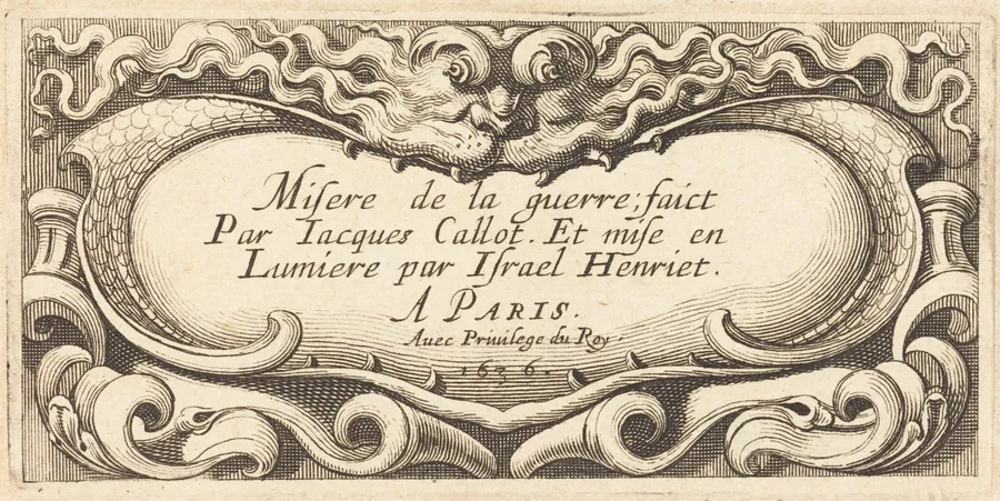 Title Page for Callot's "The Small Miseries of War" by Abraham Bosse