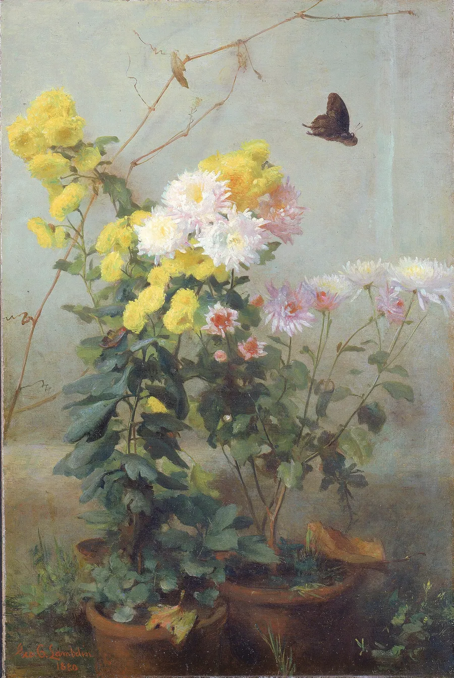 Autumn Sunshine by George Cochran Lambdin, born Pittsburgh, PA 1830-died Philadelphia, PA 1896