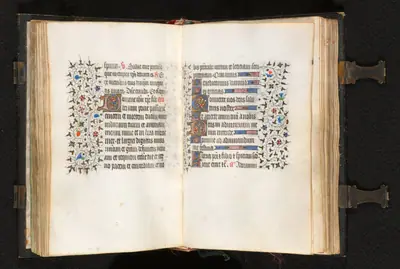 Book of Hours (Use of Paris): Fol. 106r, Multiple Initials with Decorated Border