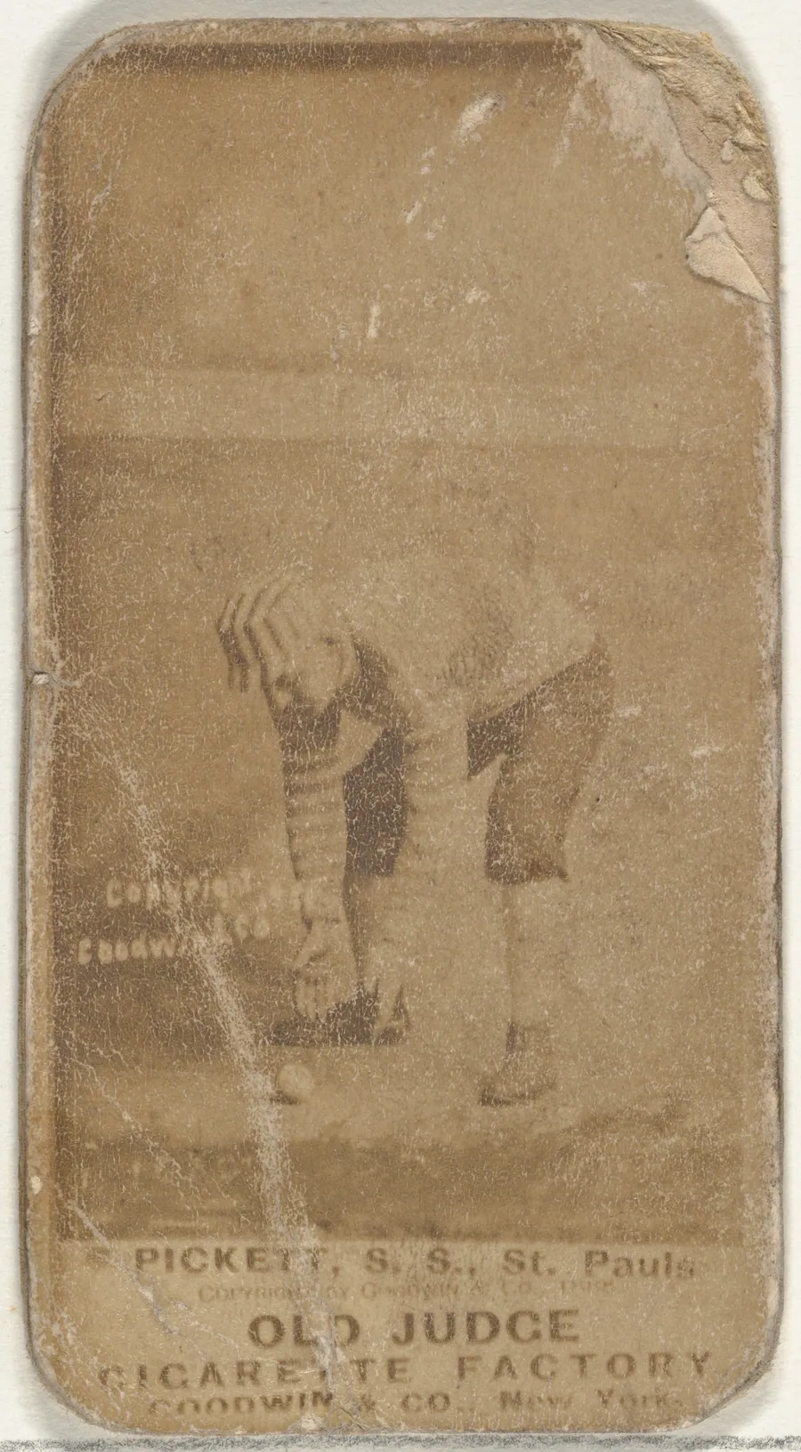 John Thomas Pickett, Shortstop, St. Paul Apostles, from the Old Judge series (N172) for Old Judge Cigarettes by Goodwin & Company