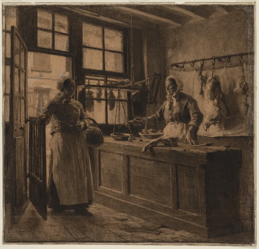 Interior of a Butcher Shop by Léon Augustin Lhermitte