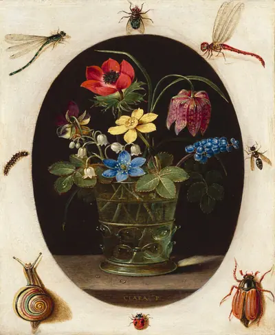 Still Life with Flowers Surrounded by Insects and a Snail