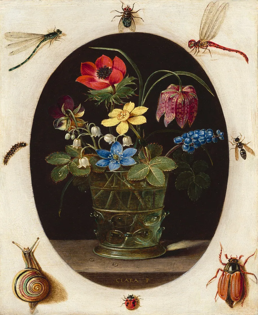 Still Life with Flowers Surrounded by Insects and a Snail by Clara Peeters