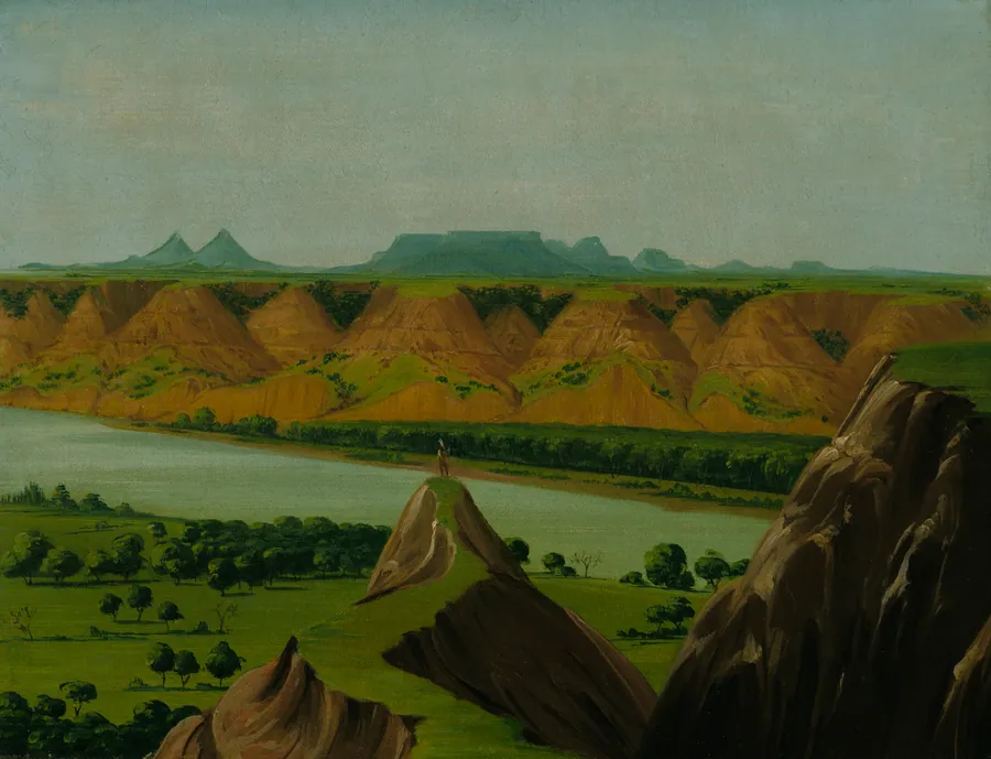Big Bend on the Upper Missouri, 1900 Miles above St. Louis by George Catlin, born Wilkes-Barre, PA 1796-died Jersey City, NJ 1872
