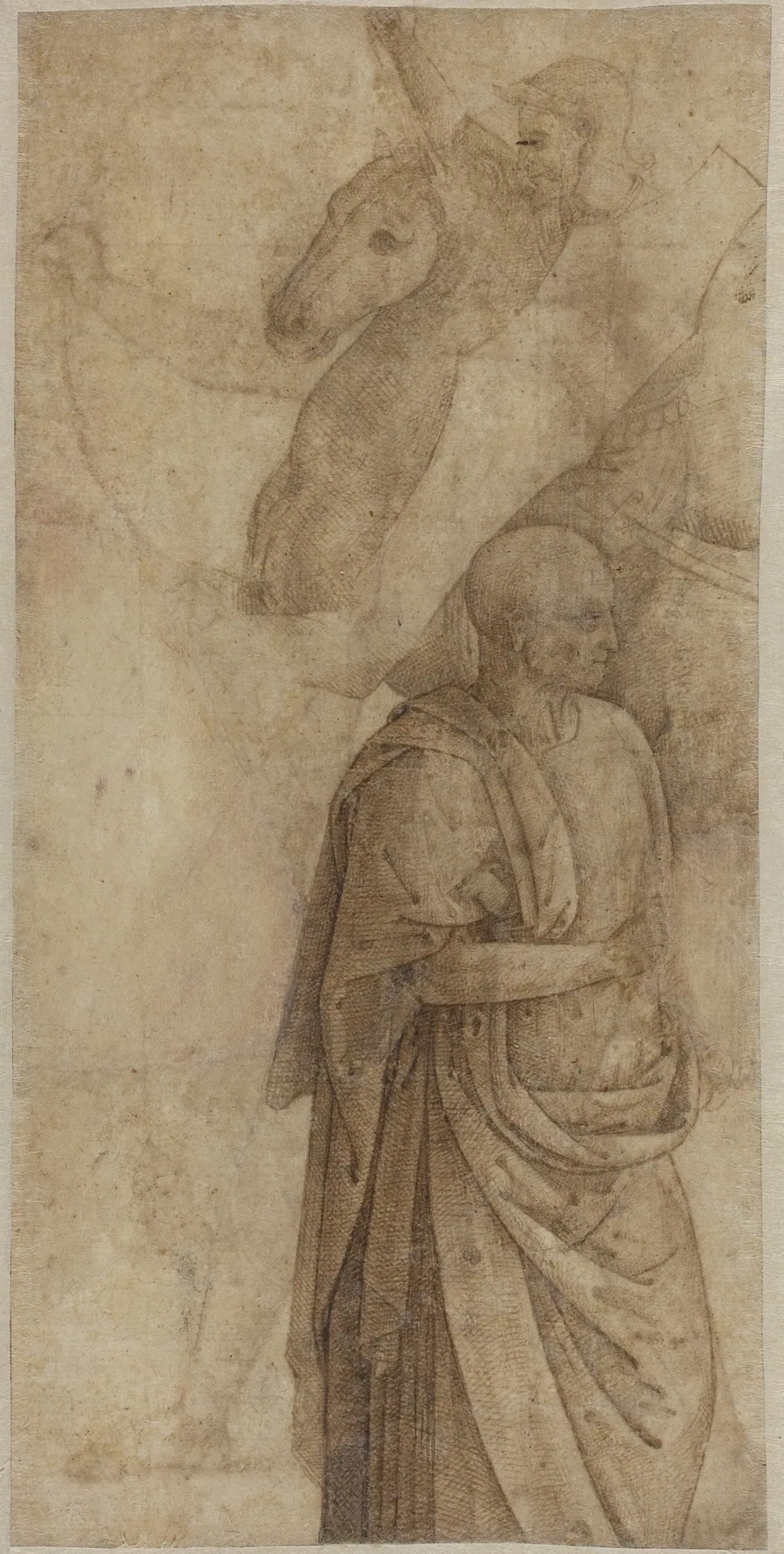 Rider and Standing Draped Man, after the Antique [verso] by Anonymous Artist