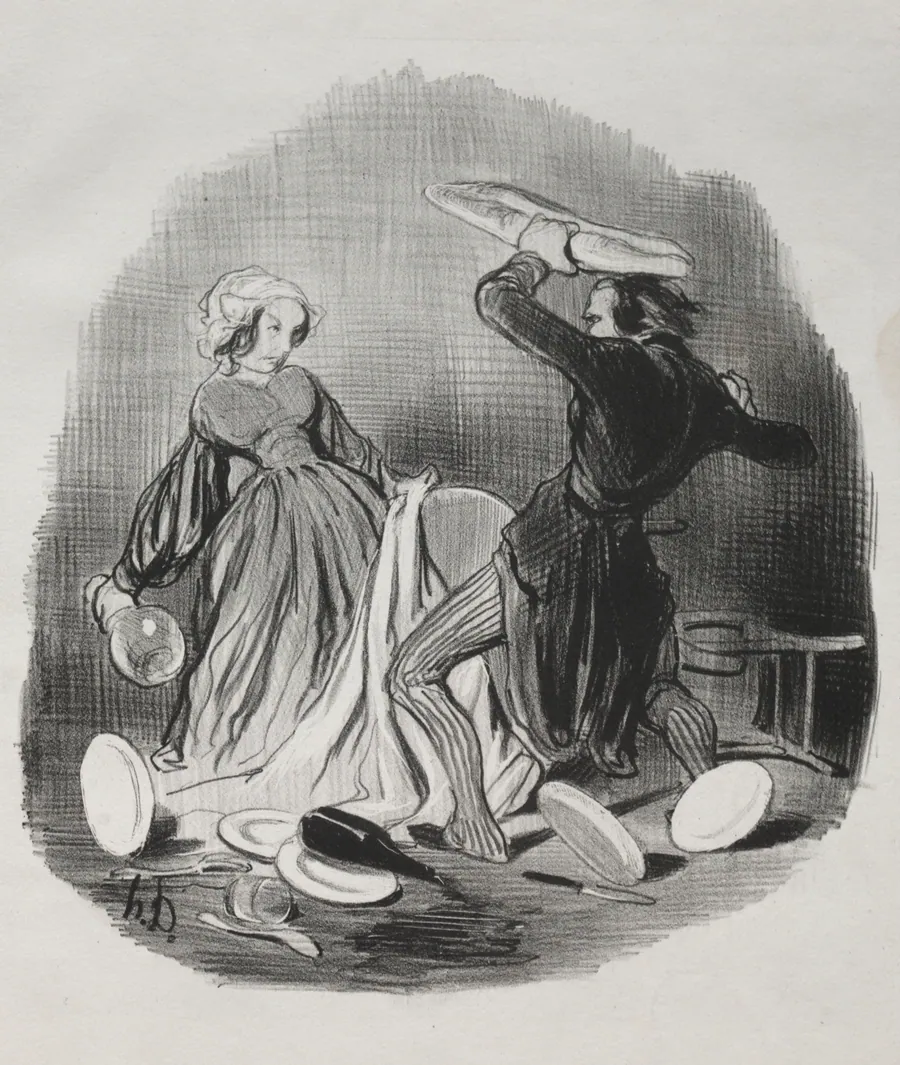 Ah! You Think Your Wife Does Not Provide Enough for You, Villain. . . . by Honoré Daumier