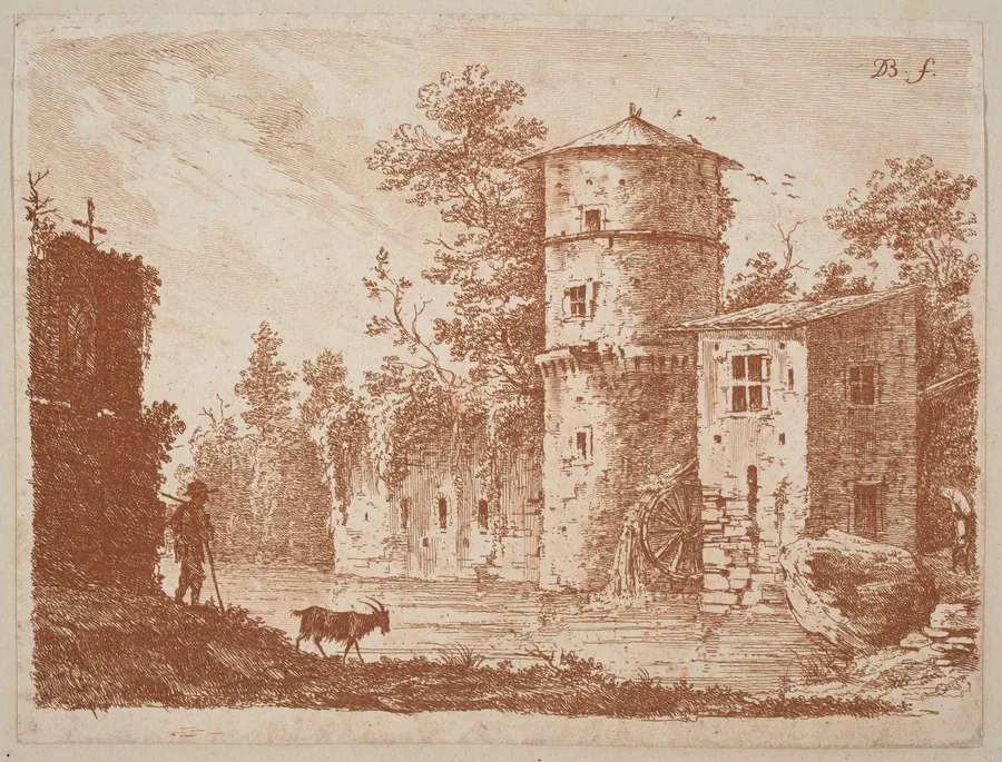 Ancient Tower at a Water Mill by Jean-Jacques de Boissieu