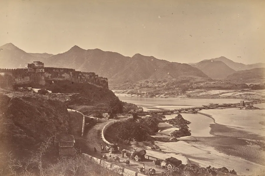 Fort Attock with Bridge of Boats and Khairabad by John Burke