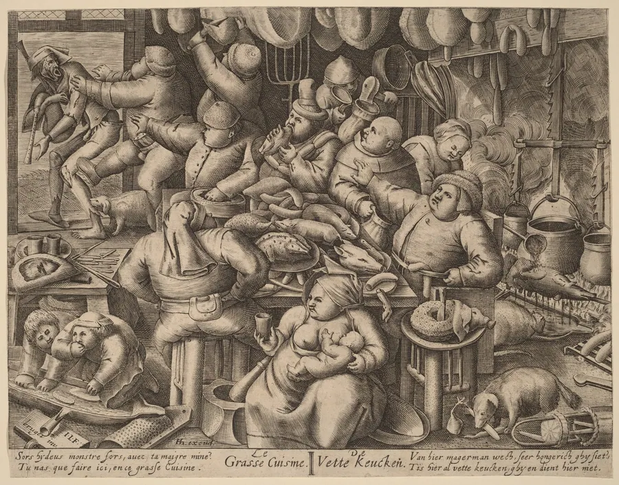 The Fat Kitchen by Netherlandish 17th Century