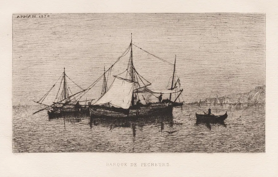 Fishing Boat/Coastal Shipping Boat (Italian Coast) (Barque de Pecheurs/Barque de Cabotage (Côtes d'Italie) by Adolphe Appian