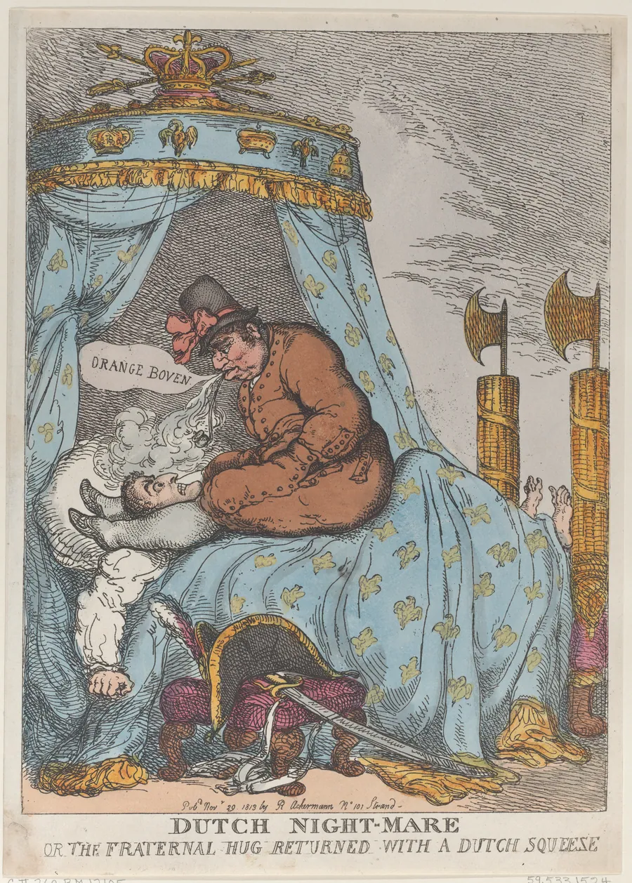 Dutch Night-Mare or the Fraternal Hug Returned with a Dutch Squeeze by Rudolph Ackermann, London