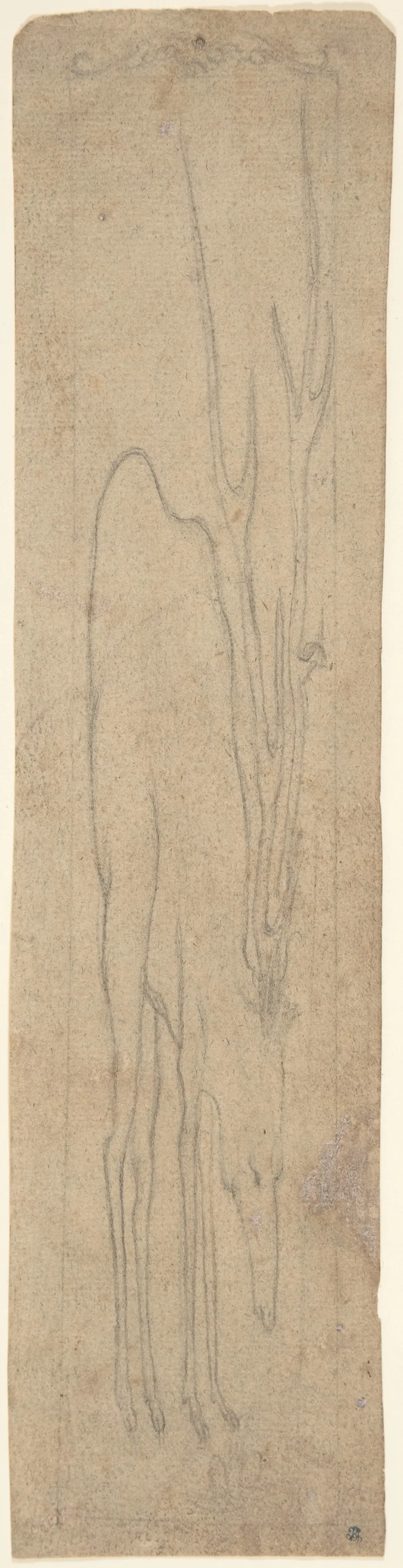 Anamorphic Drawing of a Stag by Anonymous, German, 16th century