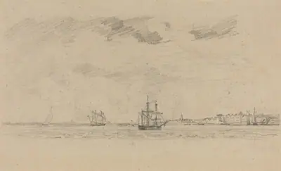 Coastal Landscape with Shipping