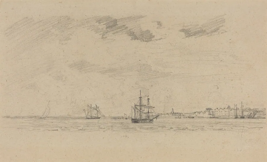 Coastal Landscape with Shipping by Eugène Boudin