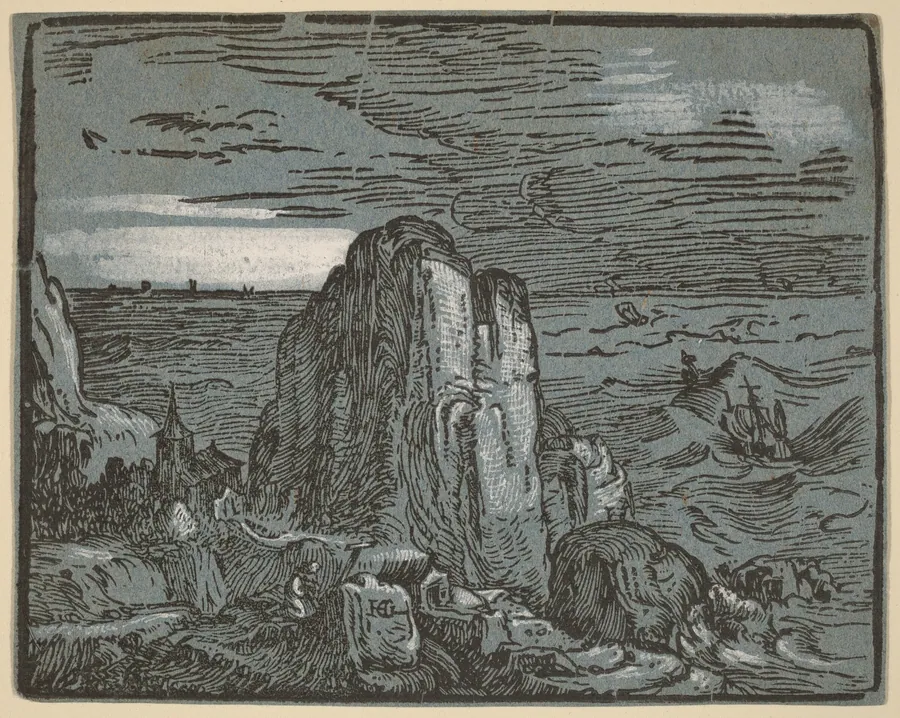 Cliff on a Seashore by Hendrick Goltzius