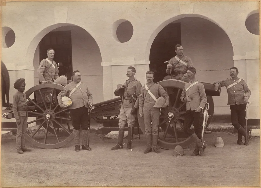 Officers of Elephant Battery, Jhansi (recto) by Raja Deen Dayal
