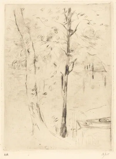 Lake with Rowboat