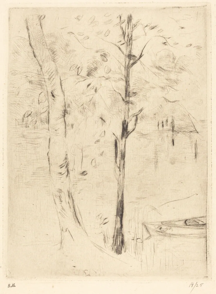 Lake with Rowboat by Berthe Morisot